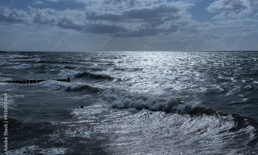 Waves. Sun reflections. Coast Balitic Sea. Graal Muritz. Mecklenburg Vorpommern. East Germany. Waves. Sun reflections. Coast Balitic Sea. Graal Muritz. Mecklenburg Vorpommern. East Germany.