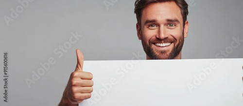 Happy attractive man giving...