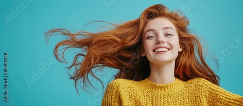 Excited young redhead woman...
