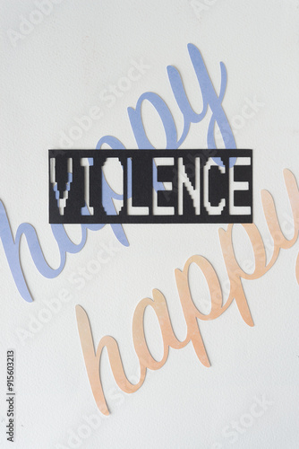 Quadro su tela contradictory or paradoxical sign: violence over happy
