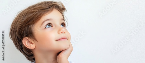 Thoughtful child with short...