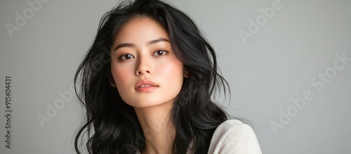 Attractive Asian woman in h...