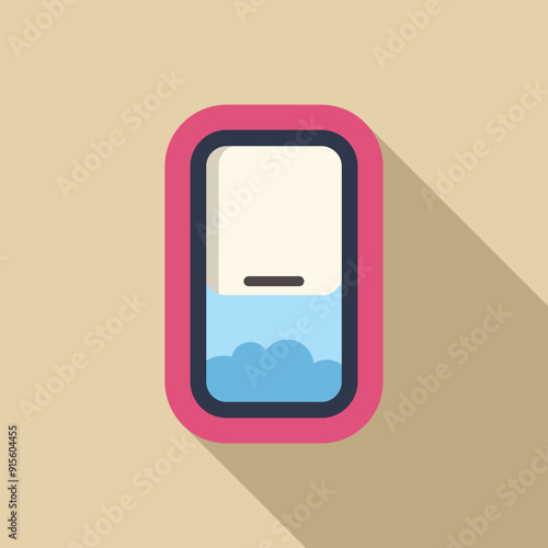Illustration of an electric hand dryer blowing hot air, for drying hands in a public restroom
