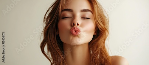 Young attractive woman blow...
