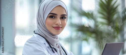 Beautiful Muslim woman in h...