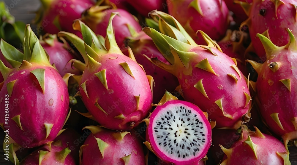 Background close up image of a pile of ripe dragon fruits, fruits arranged, red dragon fruit. Background close up image of a pile of ripe dragon fruits, fruits arranged, red dragon fruit.
