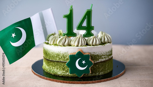 cake,14 august pakistan independence day banner with text, Pakistan Zindabad Calligraphy, Vector Illustration,14 august independence day

 photo