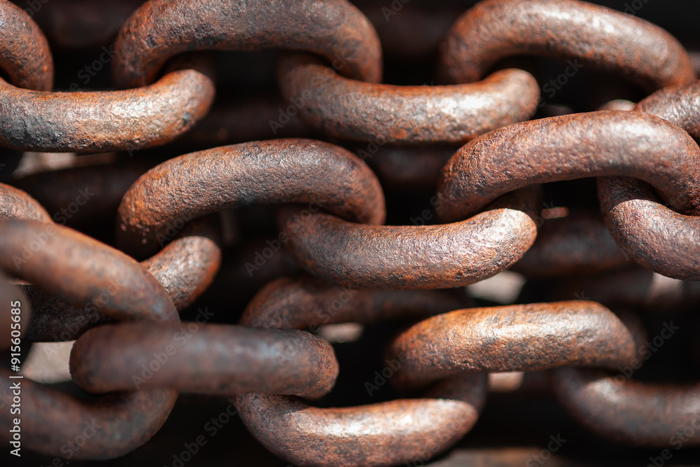 Rusty chain. Links of old rusty chain close-up. Rough texture Rusty chain. Links of old rusty chain close-up. Rough texture