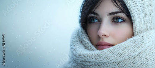 woman wearing a white scarf...