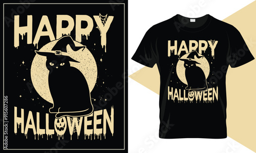 Happy Halloween t-shirt design, Halloween t-shirt, custom and vector typography t shirt design for halloween lover. 
