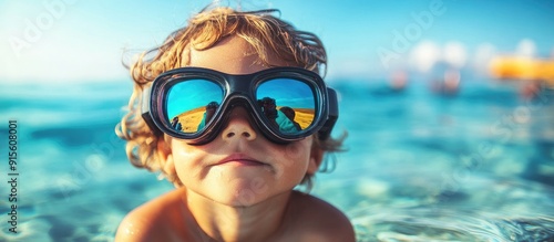 Child gazing through marine...