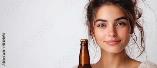 Young woman with a beer bot...