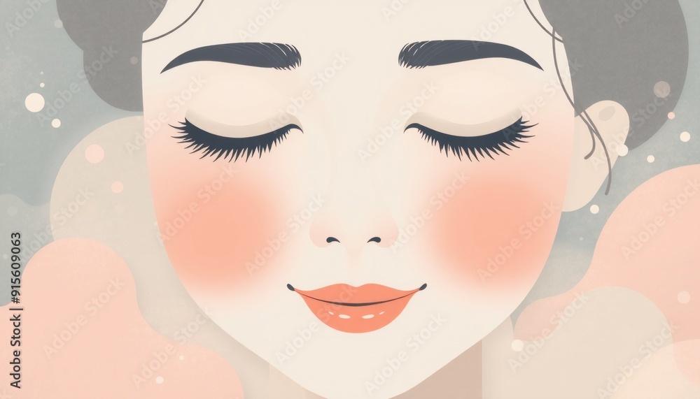 vector illustration of a serene person with closed eyes and a soft smile pastel colors and abstract soothing patterns depicting tranquility and contentment vector illustration of a serene person with closed eyes and a soft smile pastel colors and abstract soothing patterns depicting tranquility and contentment