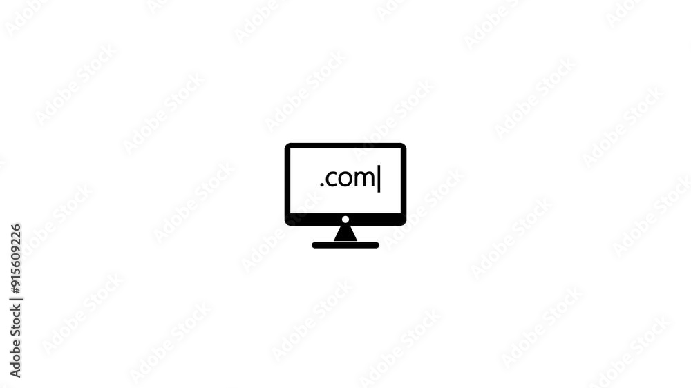 Computer monitor displaying password field with Search icon animated on a white background. Computer monitor displaying password field with Search icon animated on a white background.