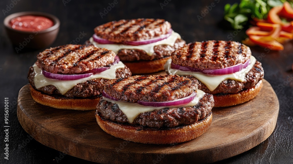 burgers featuring grilled meat and a variety of toppings burgers featuring grilled meat and a variety of toppings