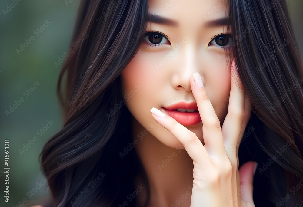 Elegant Beauty Portrait Close-Up of a Young Woman with Flawless Skin Elegant Beauty Portrait Close-Up of a Young Woman with Flawless Skin