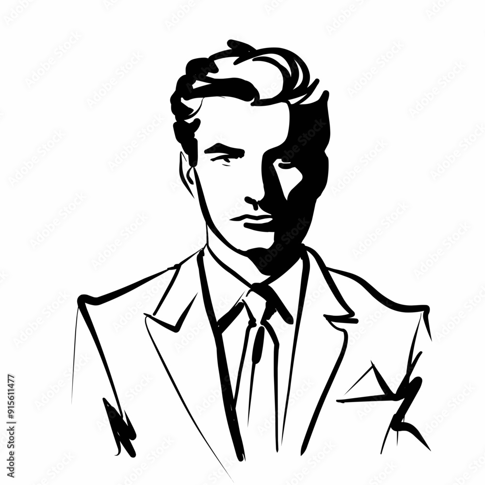 Man in suit illustration hand drawn. Sketch drawing Man in suit illustration hand drawn. Sketch drawing