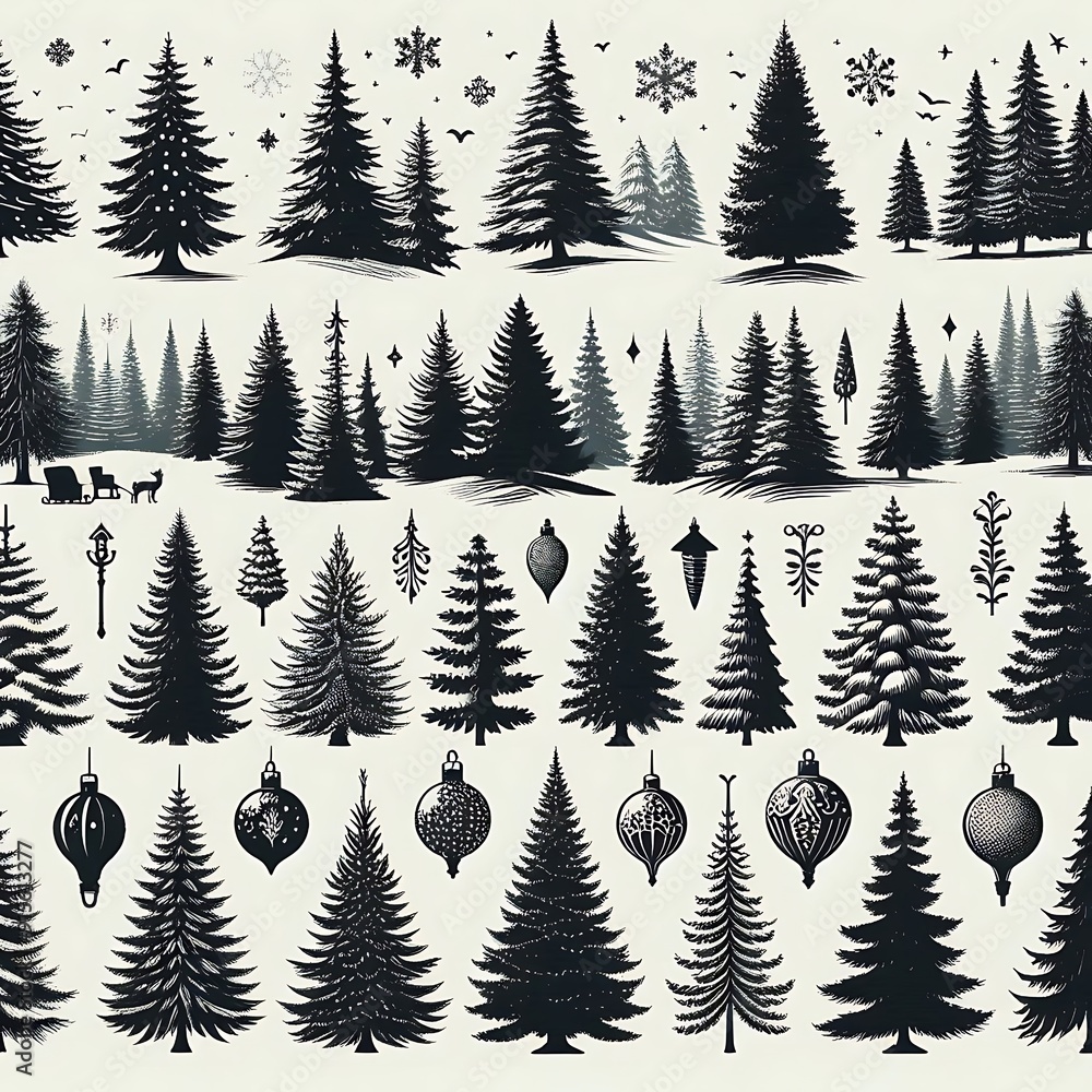 Obraz premium Christmas tree set 