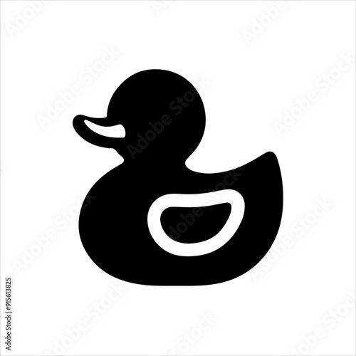Black rubber duck icon silhouette vector illustration design on white background.