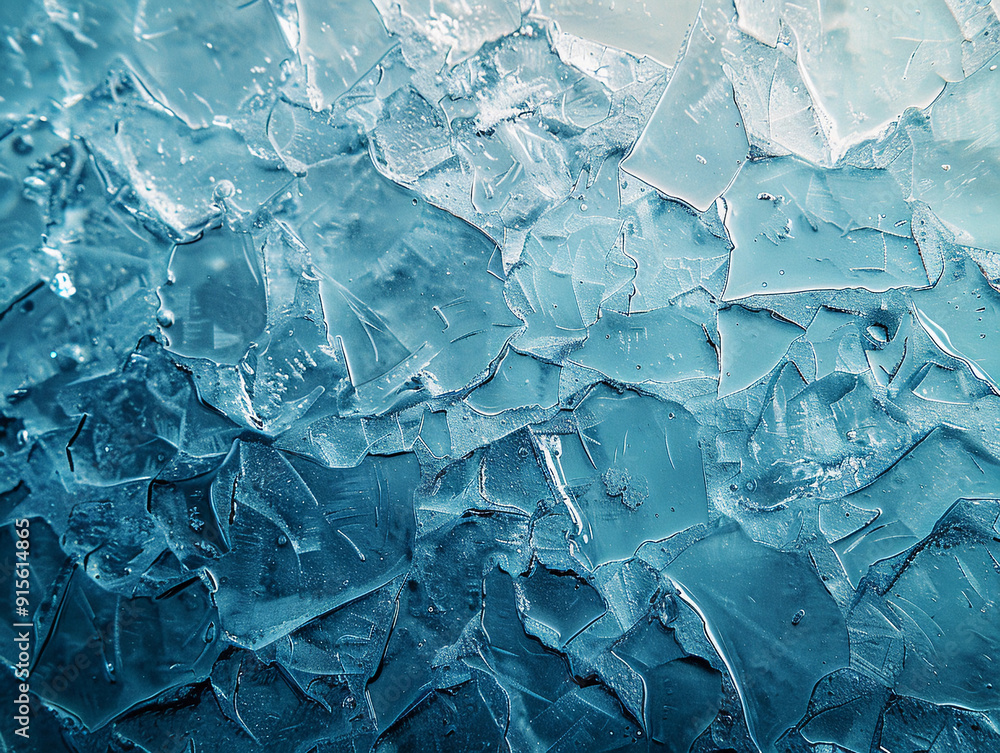 Obraz premium Close-up of shattered ice pieces under soft lighting in a frozen landscape