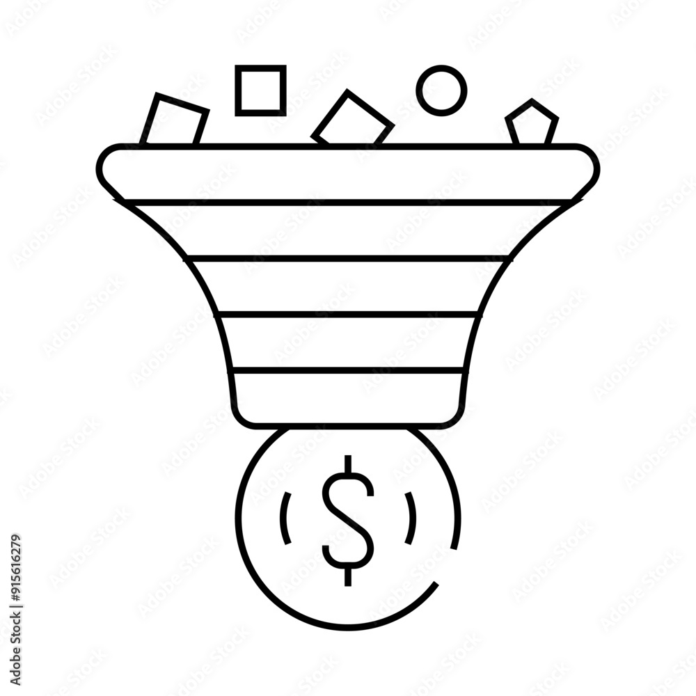 advertising traffic filtration money line icon vector. advertising traffic filtration money sign. isolated contour symbol black illustration advertising traffic filtration money line icon vector. advertising traffic filtration money sign. isolated contour symbol black illustration