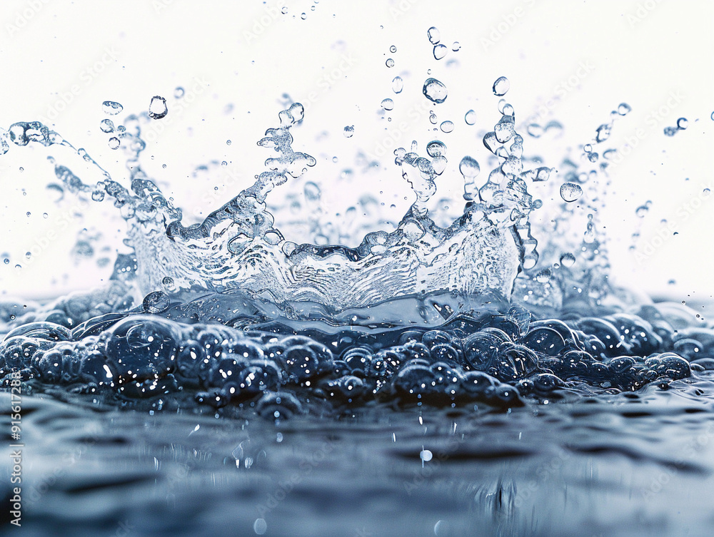 Water splash creates bubbles in a serene setting during daylight Water splash creates bubbles in a serene setting during daylight