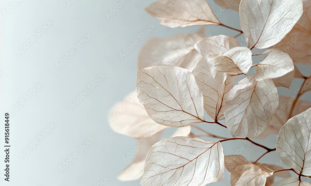 Elegant dried leaves on neutral background in soft light Elegant dried leaves on neutral background in soft light