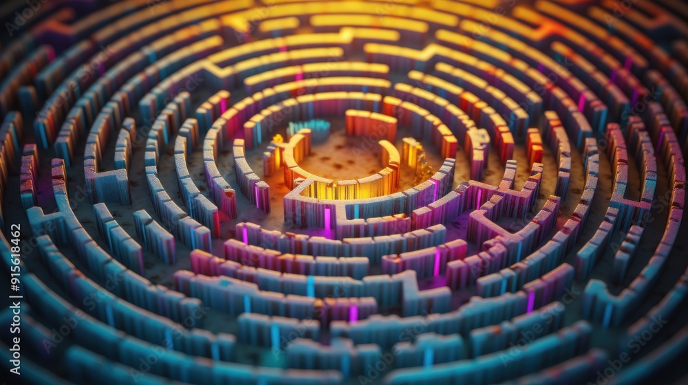 Abstract Labyrinth with Colorful Lights Abstract Labyrinth with Colorful Lights