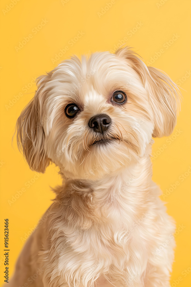 Charming Portrait of a Small Fluffy Dog with Curious Eyes and Soft Fur Charming Portrait of a Small Fluffy Dog with Curious Eyes and Soft Fur