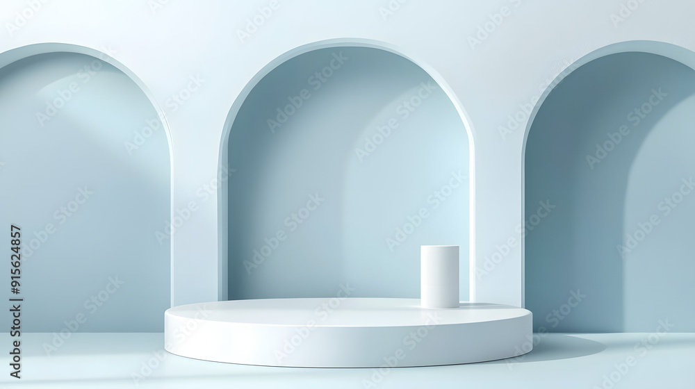 Abstract White Background with Podium for Product Presentation Abstract White Background with Podium for Product Presentation