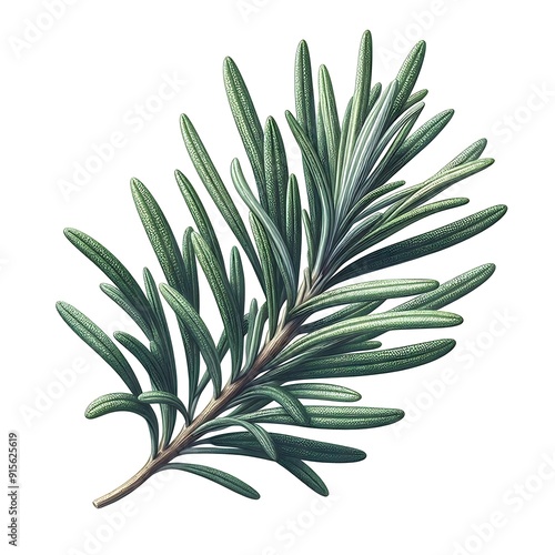Pine branch isolated on a white background for graphics resource for plant and natural ingredients