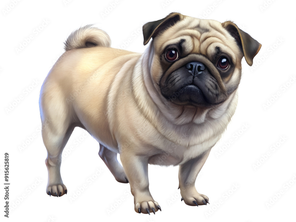 Pug stand, full body, isolated on a transparent background Pug stand, full body, isolated on a transparent background