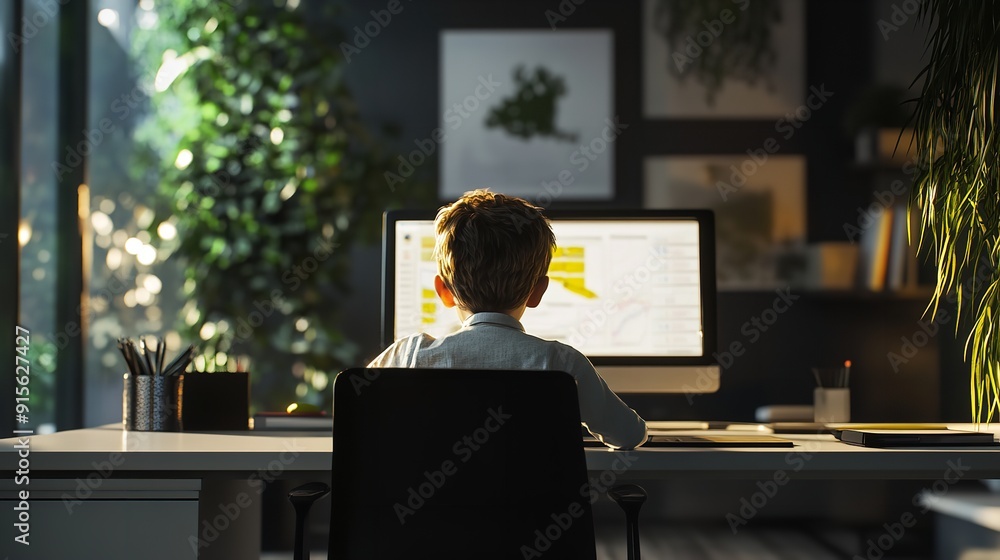 Little Boy at the Office 8K Realistic Lighting Highly Little Boy at the Office 8K Realistic Lighting Highly