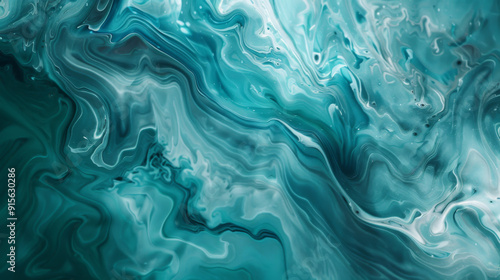 Abstract Teal Background with Flowing Movement, Generative AI Illustration