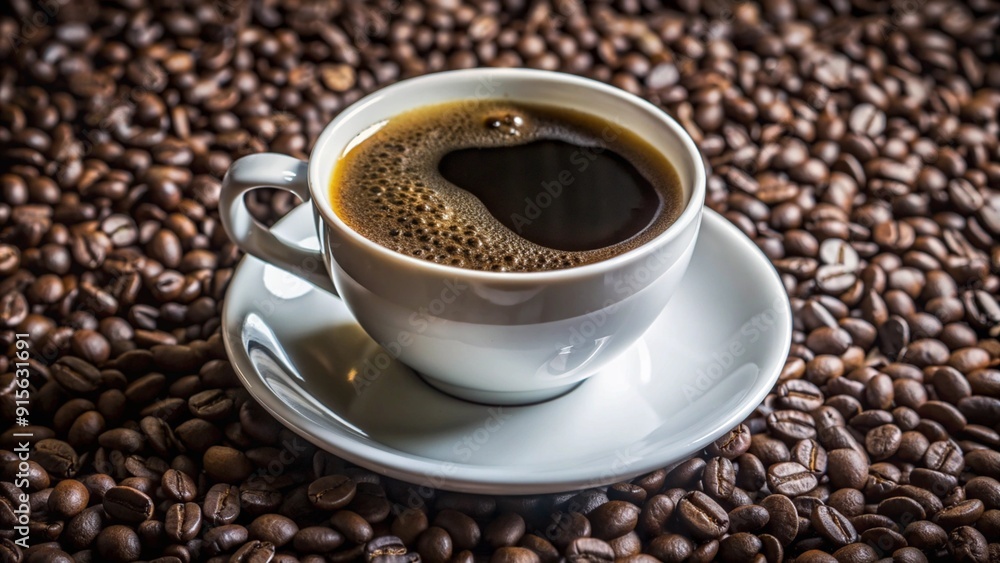 Steaming Freshly Brewed Cup of Coffee on Table Steaming Freshly Brewed Cup of Coffee on Table