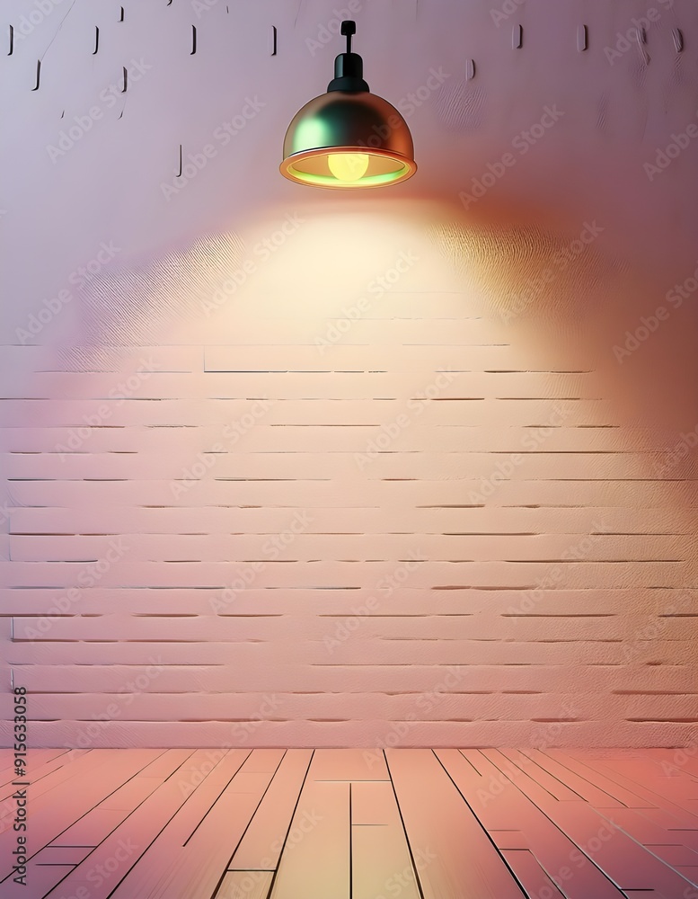 fixture of lamp hanging on the white bricks wall fixture of lamp hanging on the white bricks wall