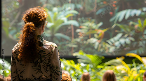 Visualize an anthropologist presenting their research on human biological diversity at a scientific conference photo