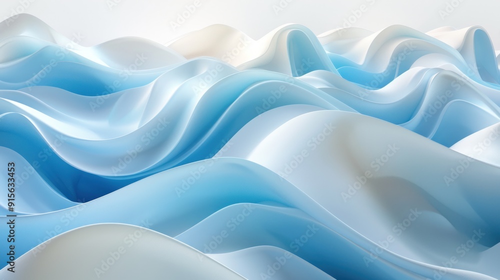 Fototapeta premium Abstract Blue and White Waves Abstract Background