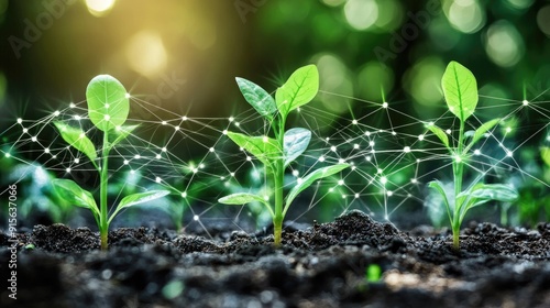 Conceptual of tech plant growth