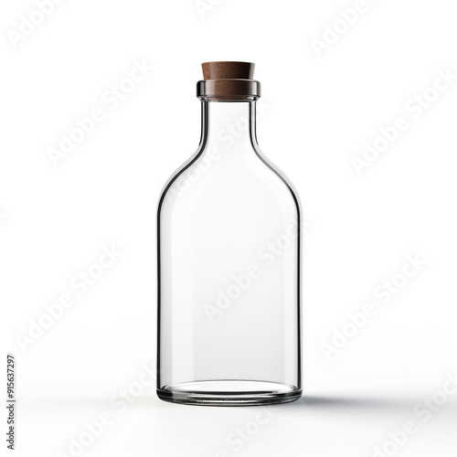 A Clear Glass Bottle with a Cork Top.