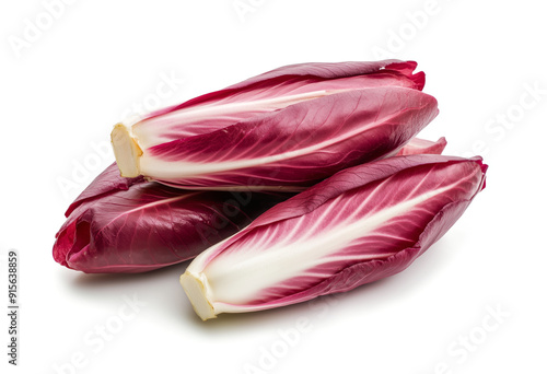 Healthy food, fresh Belgian endive red chicory isolated on white background photo