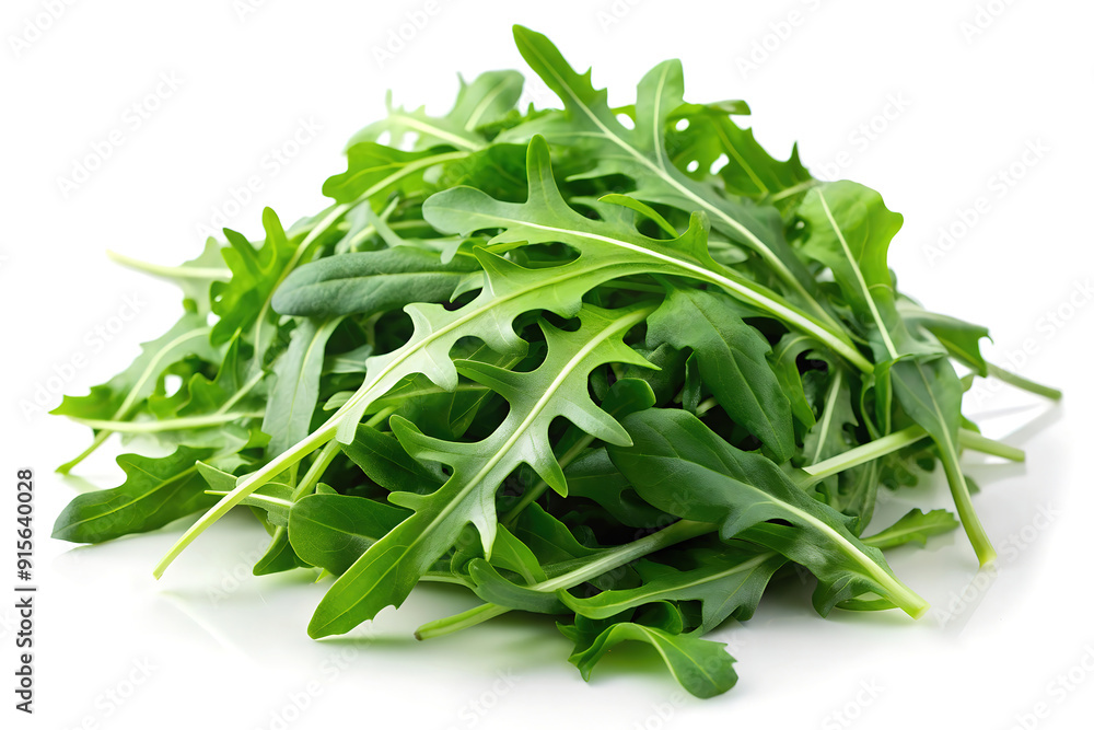 Fresh arugula leaves piled up on a white background, showcasing their vibrant green color and healthy appearance, perfect for salads. Fresh arugula leaves piled up on a white background, showcasing their vibrant green color and healthy appearance, perfect for salads.
