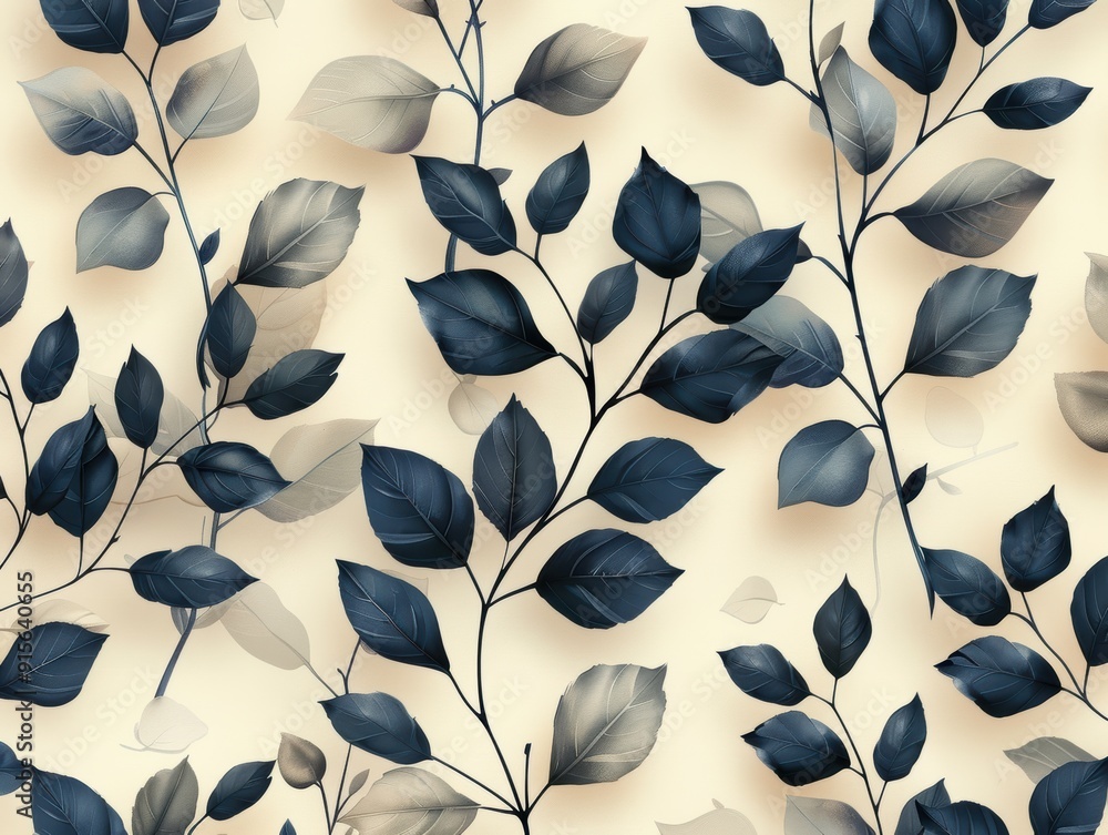Seamless pattern of small, geometric plant motifs on a neutral background for a subtle touch of nature. Seamless pattern of small, geometric plant motifs on a neutral background for a subtle touch of nature.