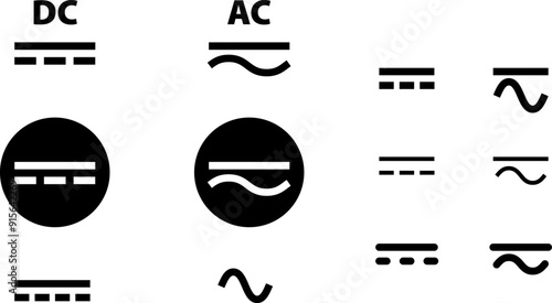  AC DC voltage symbol icon , vector illustration