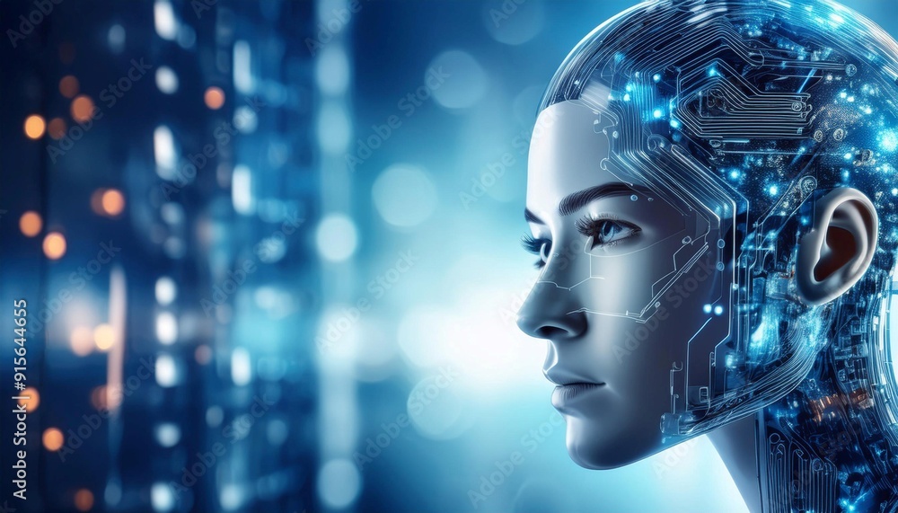 Artificial intelligence robot with circuitry, symbolizing technology, innovation, and future. Artificial intelligence robot with circuitry, symbolizing technology, innovation, and future.