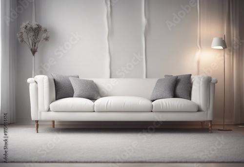 White sofa in a room