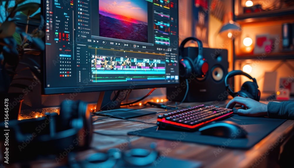 Video editors use computers to meticulously arrange clips. Video editors use computers to meticulously arrange clips.