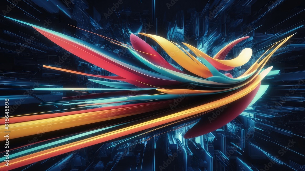 Vibrant flowing lines in a dynamic space Abstract digital background 3D visualization Vibrant flowing lines in a dynamic space Abstract digital background 3D visualization