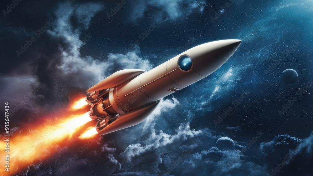 Obraz premium Rocket soaring through the sky