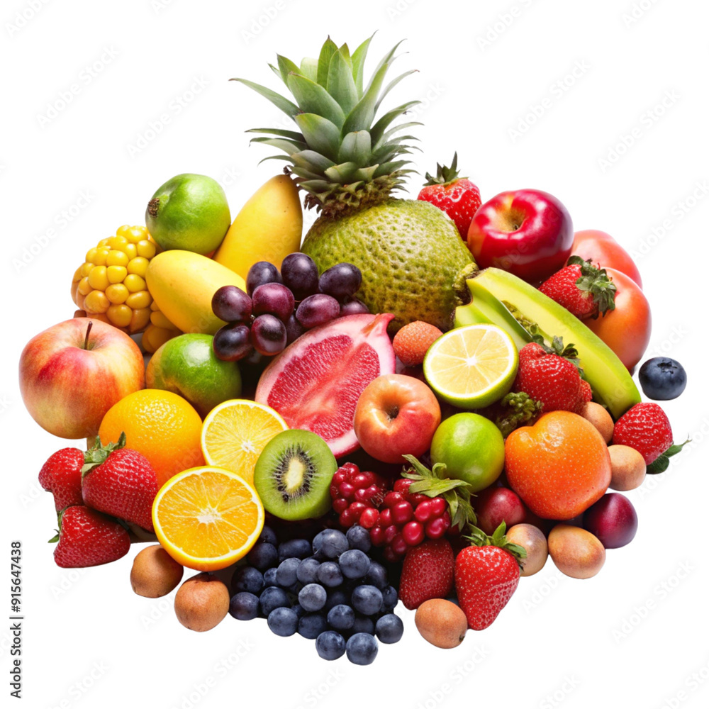 Mixed fruits isolated on white background Mixed fruits isolated on white background